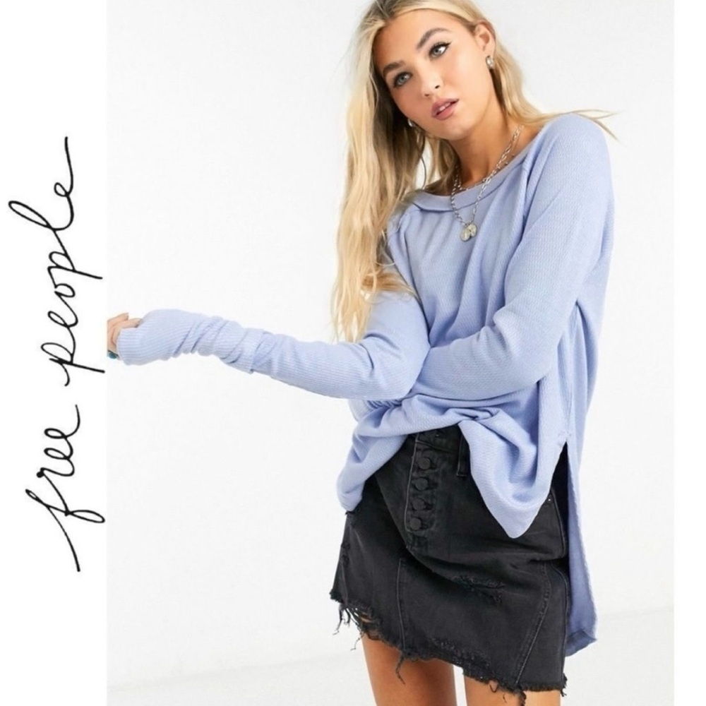 Free People We the Free Snowy Thermal in The‎ Rain Light Blue Size Small